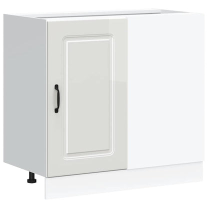 vidaXL Kitchen Base Cabinet "Kalmar" High Gloss White Engineered Wood
