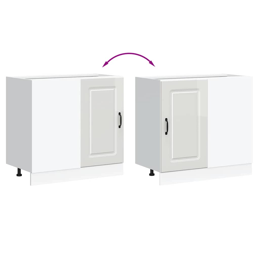 vidaXL Kitchen Base Cabinet "Kalmar" High Gloss White Engineered Wood