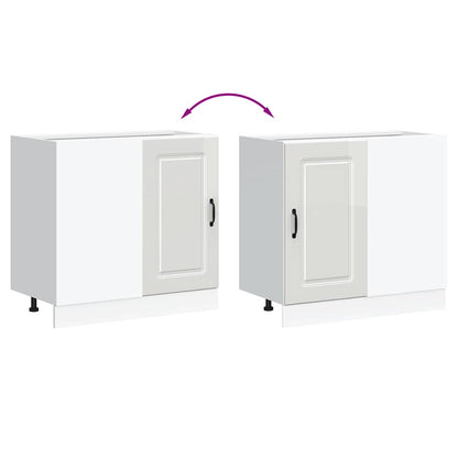 vidaXL Kitchen Base Cabinet "Kalmar" High Gloss White Engineered Wood