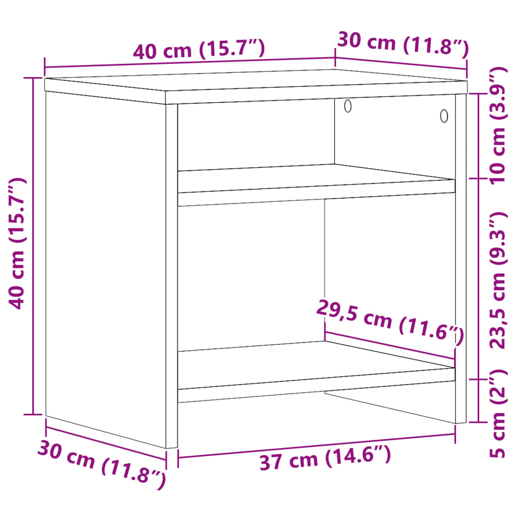 vidaXL Bedside Cabinet Old Wood 40x30x40 cm Engineered Wood