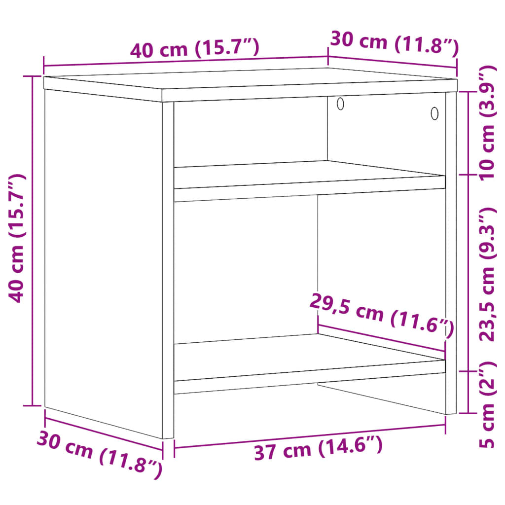 vidaXL Bedside Cabinet Aritisian Oak 40x30x40 cm Engineered Wood