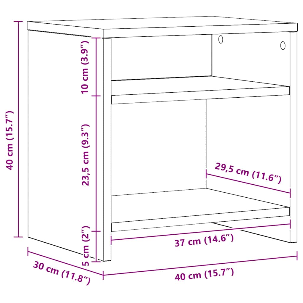 vidaXL Bedside Cabinet Aritisian Oak 40x30x40 cm Engineered Wood