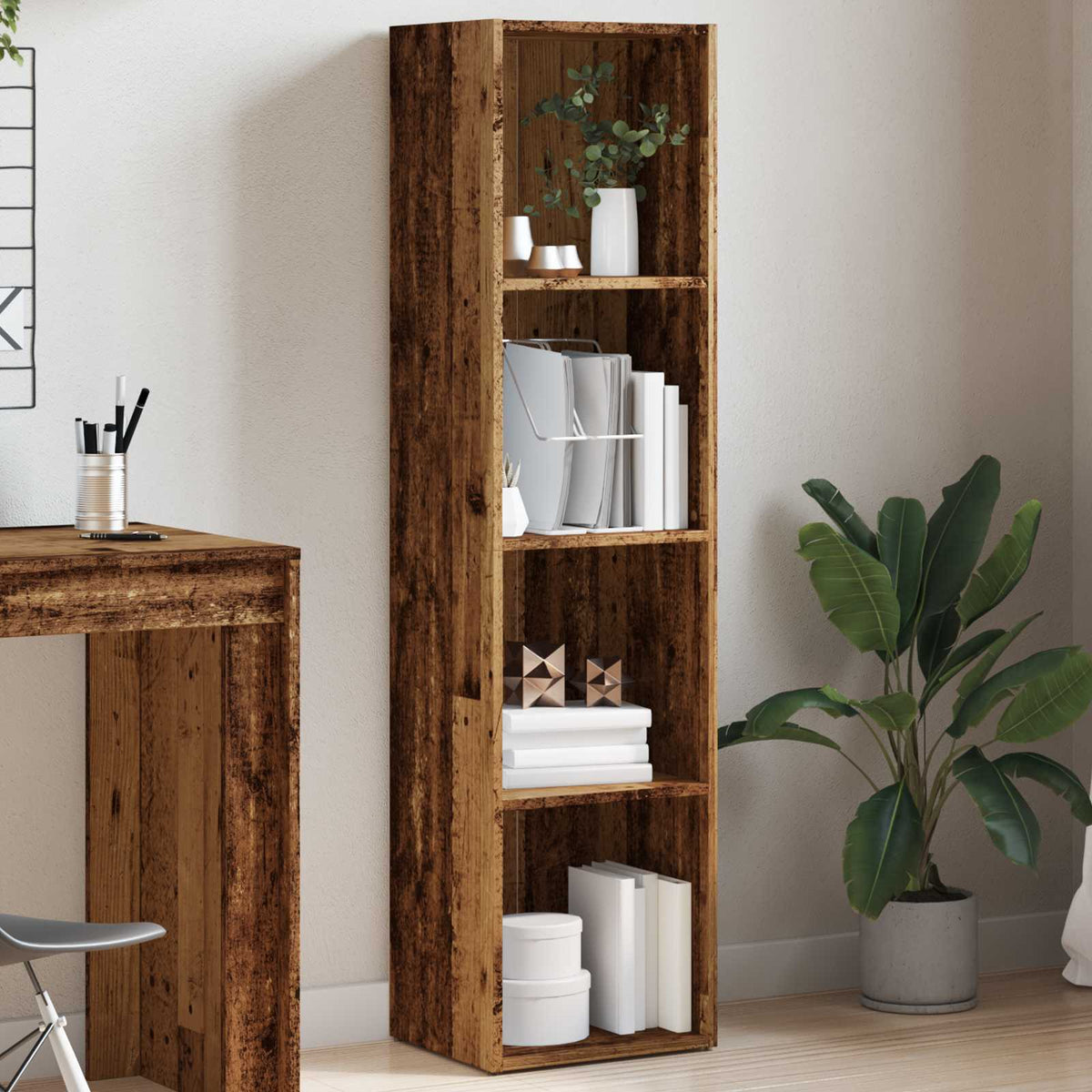 vidaXL Book Cabinet Old Wood 36x30x143 cm Engineered Wood