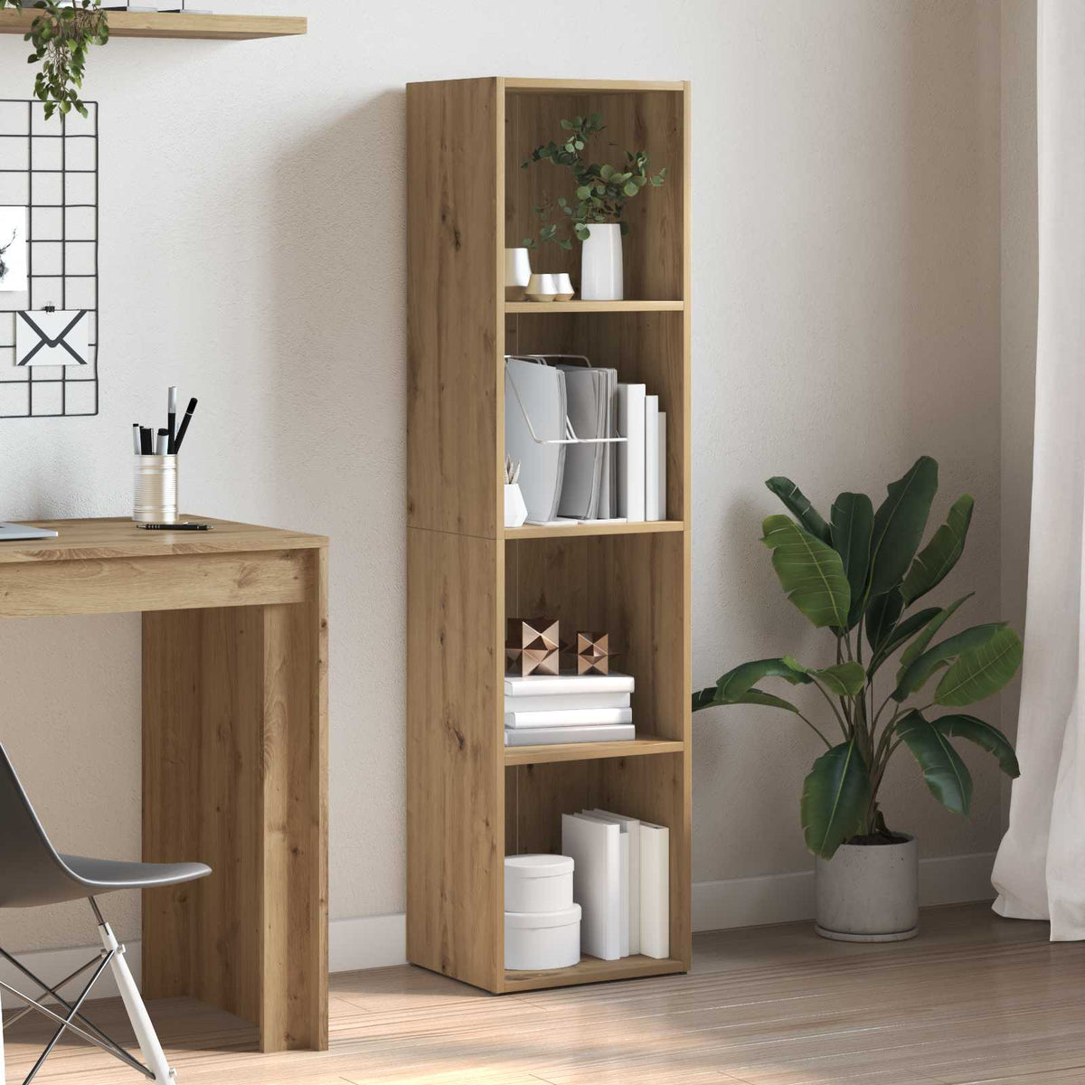 vidaXL Book Cabinet Artisan Oak 36x30x143 cm Engineered Wood