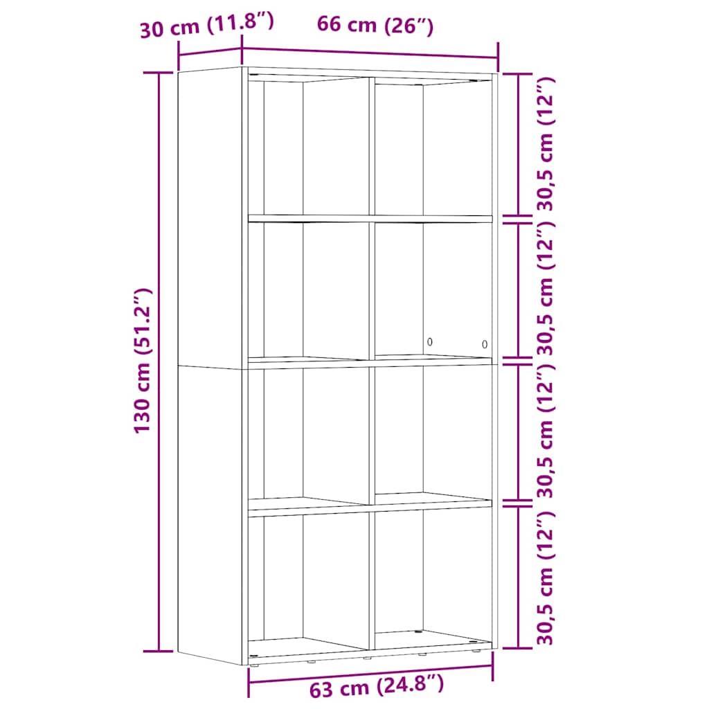 vidaXL Book Cabinet Old Wood 66x30x130 cm Engineered Wood