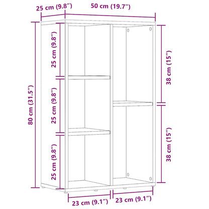 vidaXL Book Cabinet Old Wood 50x25x80 cm Engineered Wood