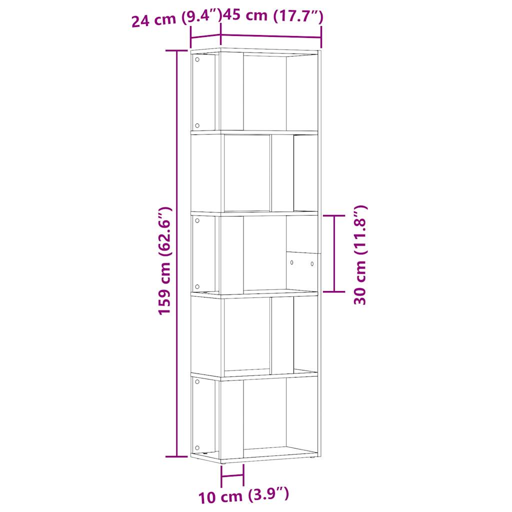 vidaXL Book Cabinet Old Wood 45x24x159 cm Engineered Wood