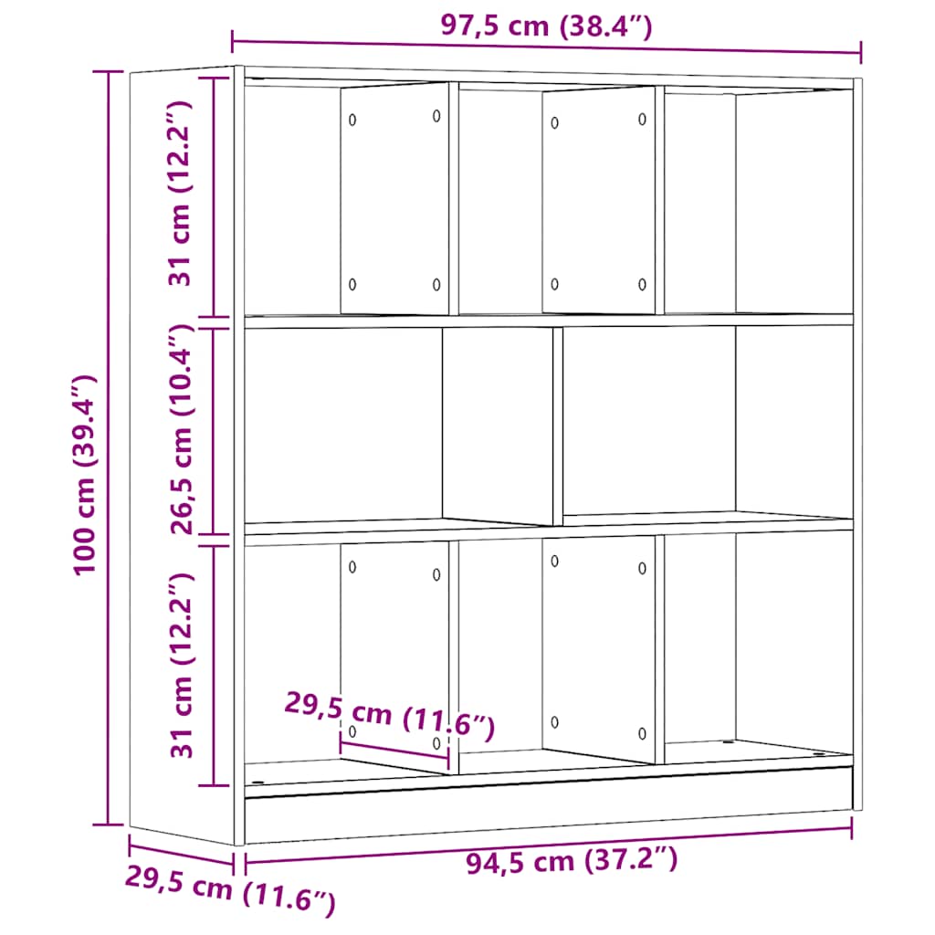 vidaXL Book Cabinet Artisan Oak 97.5x29.5x100 cm Engineered Wood
