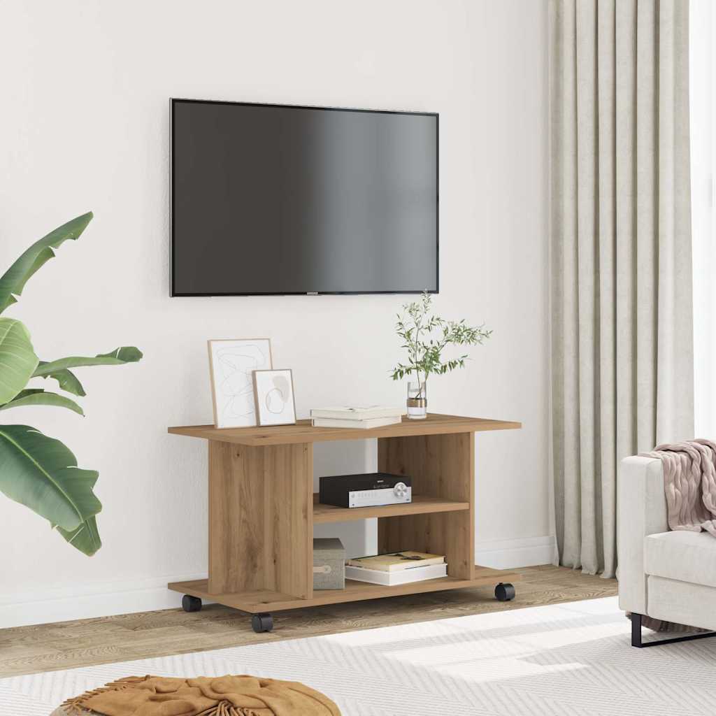 vidaXL TV Cabinet with Castors Artisan Oak 80x40x45 cm Engineered Wood