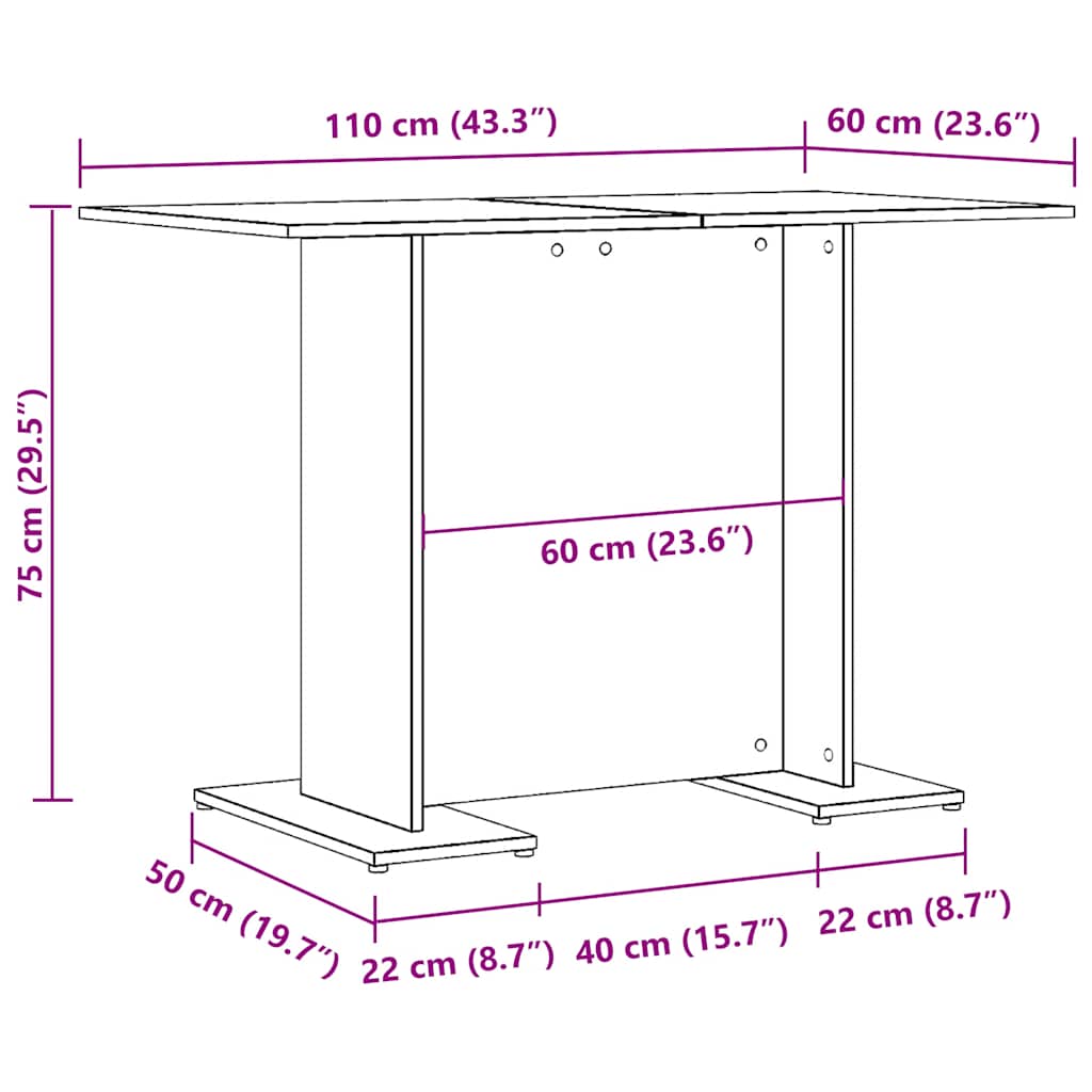 vidaXL Dining Table Artisan Oak 110x60x75 cm Engineered Wood