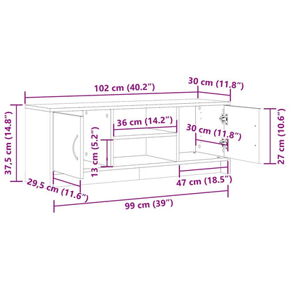 vidaXL TV Cabinet Old Wood 102x30x37.5 cm Engineered Wood