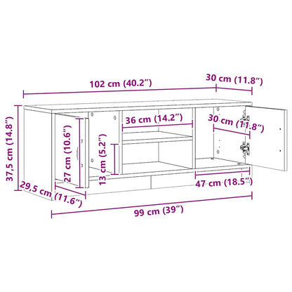 vidaXL TV Cabinet Artisan Oak 102x30x37.5 cm Engineered Wood