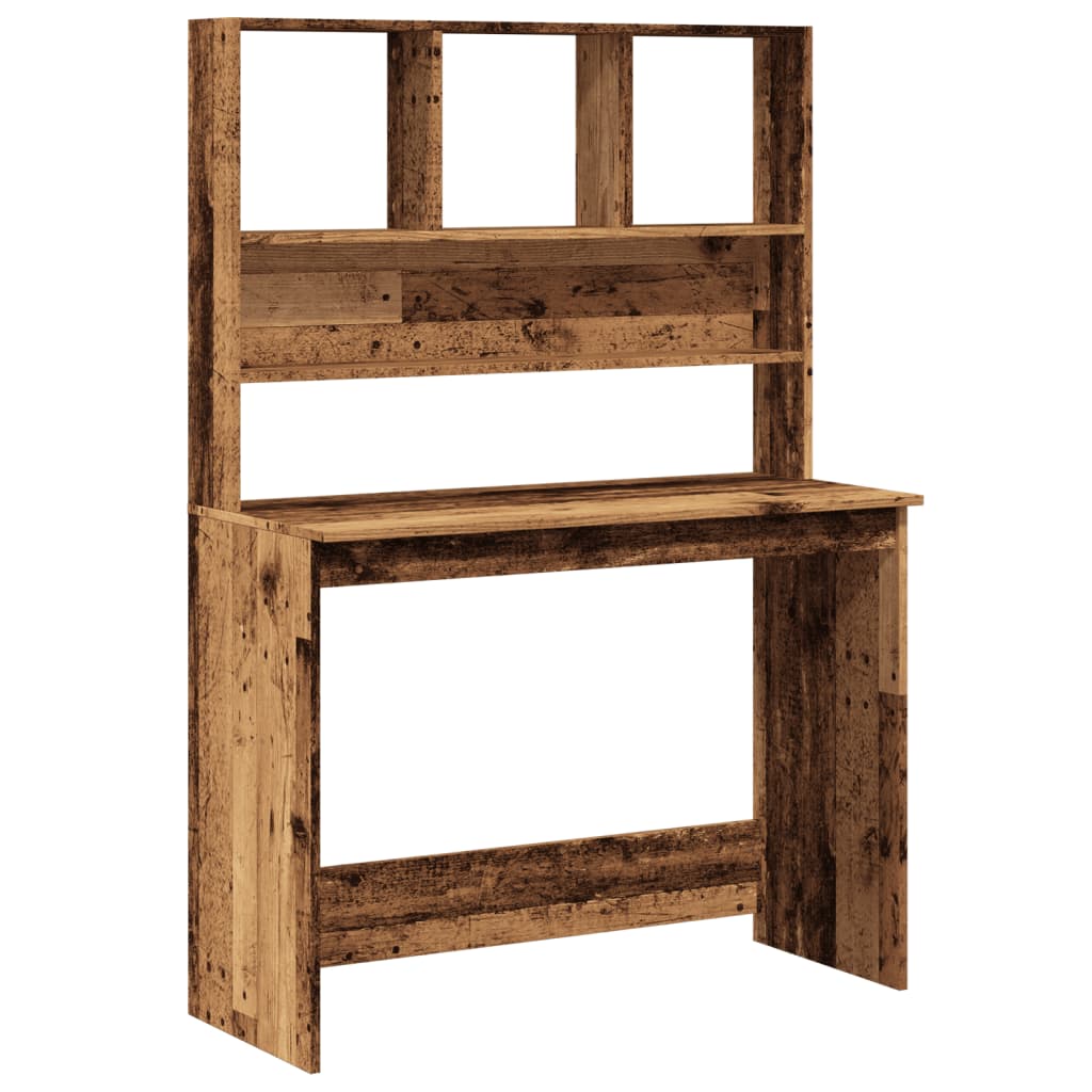 vidaXL Desk with Shelves Old Wood 102x45x148 cm Engineered Wood