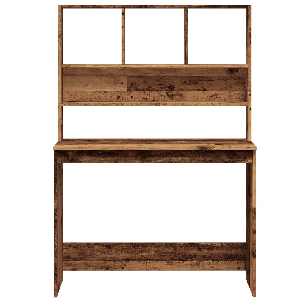 vidaXL Desk with Shelves Old Wood 102x45x148 cm Engineered Wood
