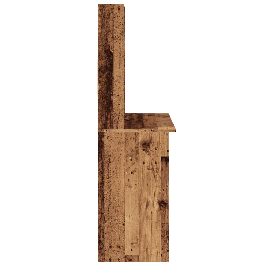 vidaXL Desk with Shelves Old Wood 102x45x148 cm Engineered Wood