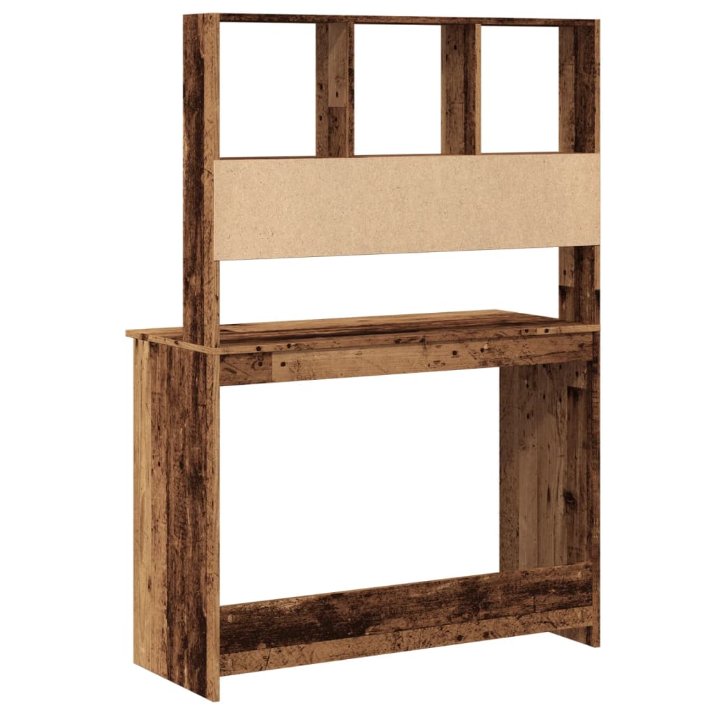 vidaXL Desk with Shelves Old Wood 102x45x148 cm Engineered Wood