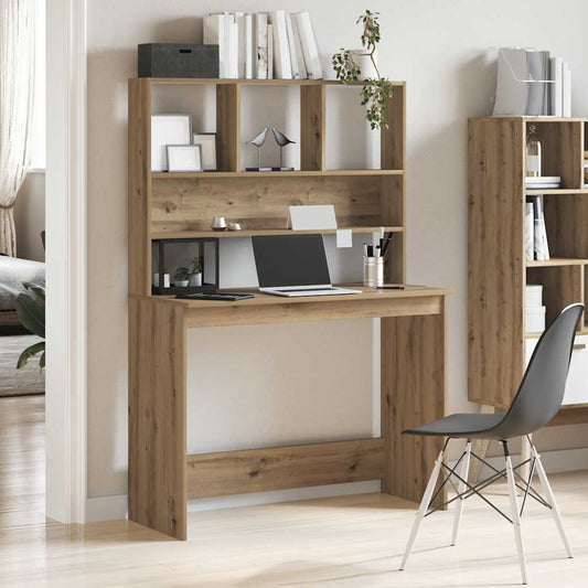 vidaXL Desk with Shelves Artisan Oak 102x45x148 cm Engineered Wood