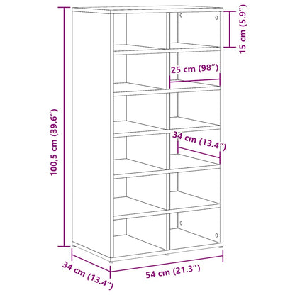 vidaXL Shoe Rack Old Wood 54x34x100.5 cm Engineered Wood