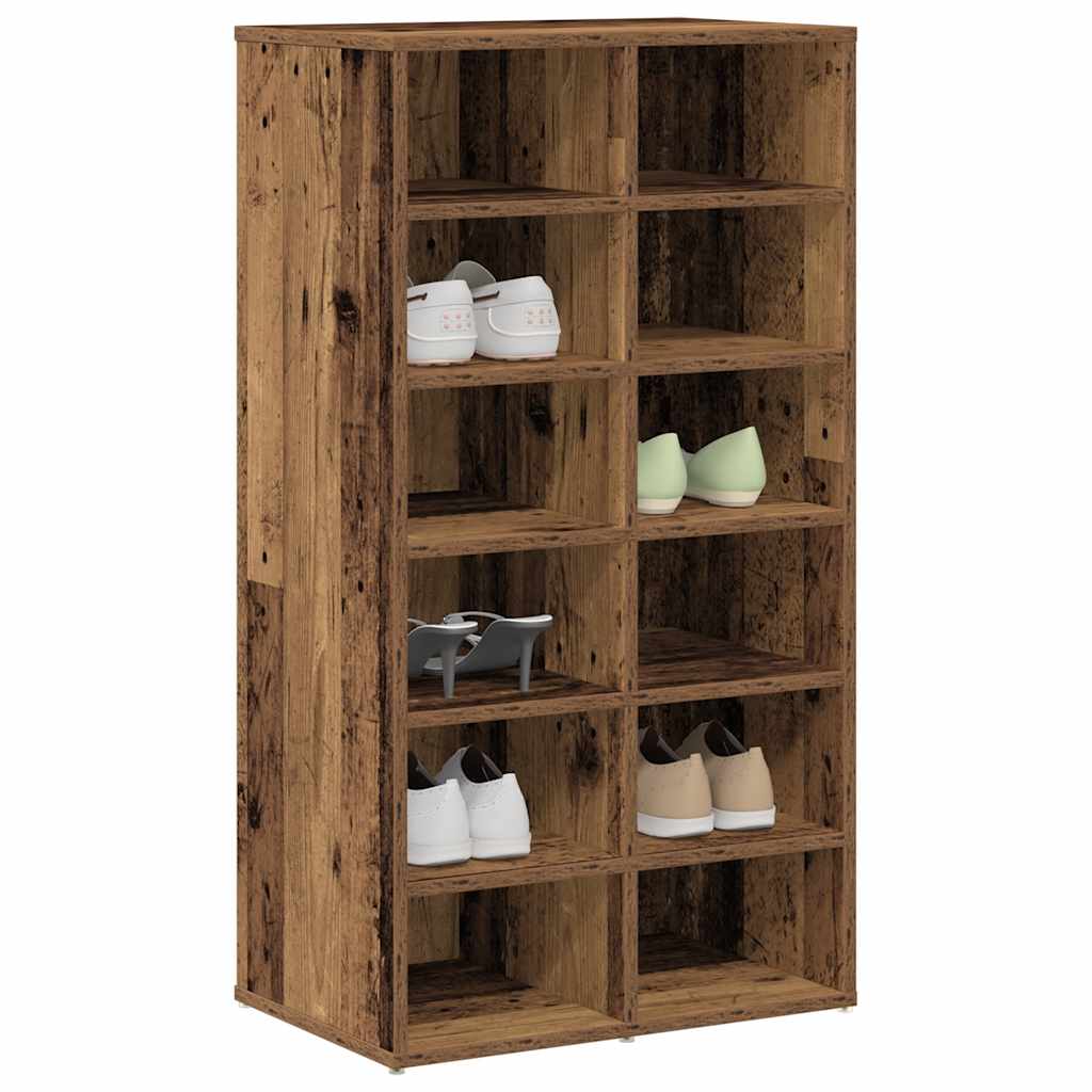vidaXL Shoe Rack Old Wood 54x34x100.5 cm Engineered Wood