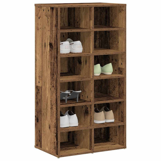 vidaXL Shoe Rack Old Wood 54x34x100.5 cm Engineered Wood