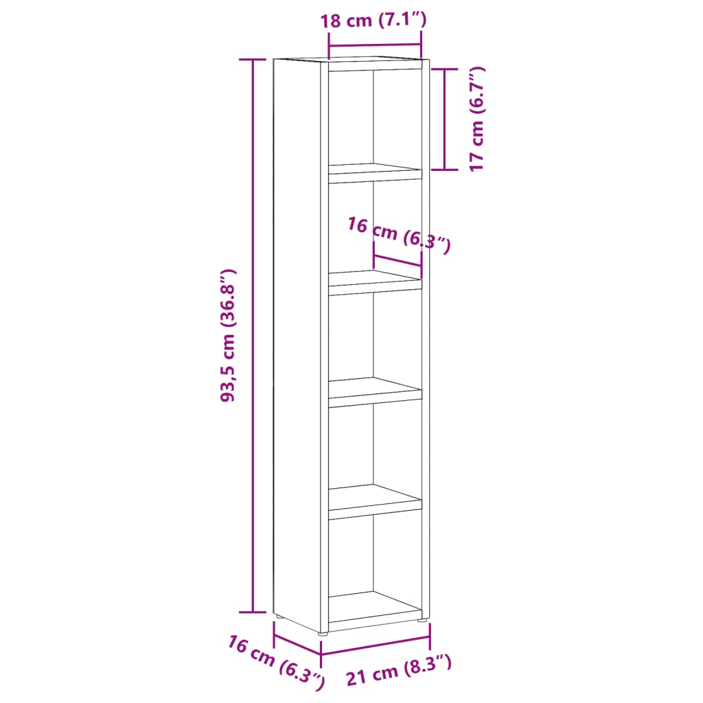 vidaXL CD Cabinets 2 pcs Old Wood 21x16x93.5 cm Engineered Wood