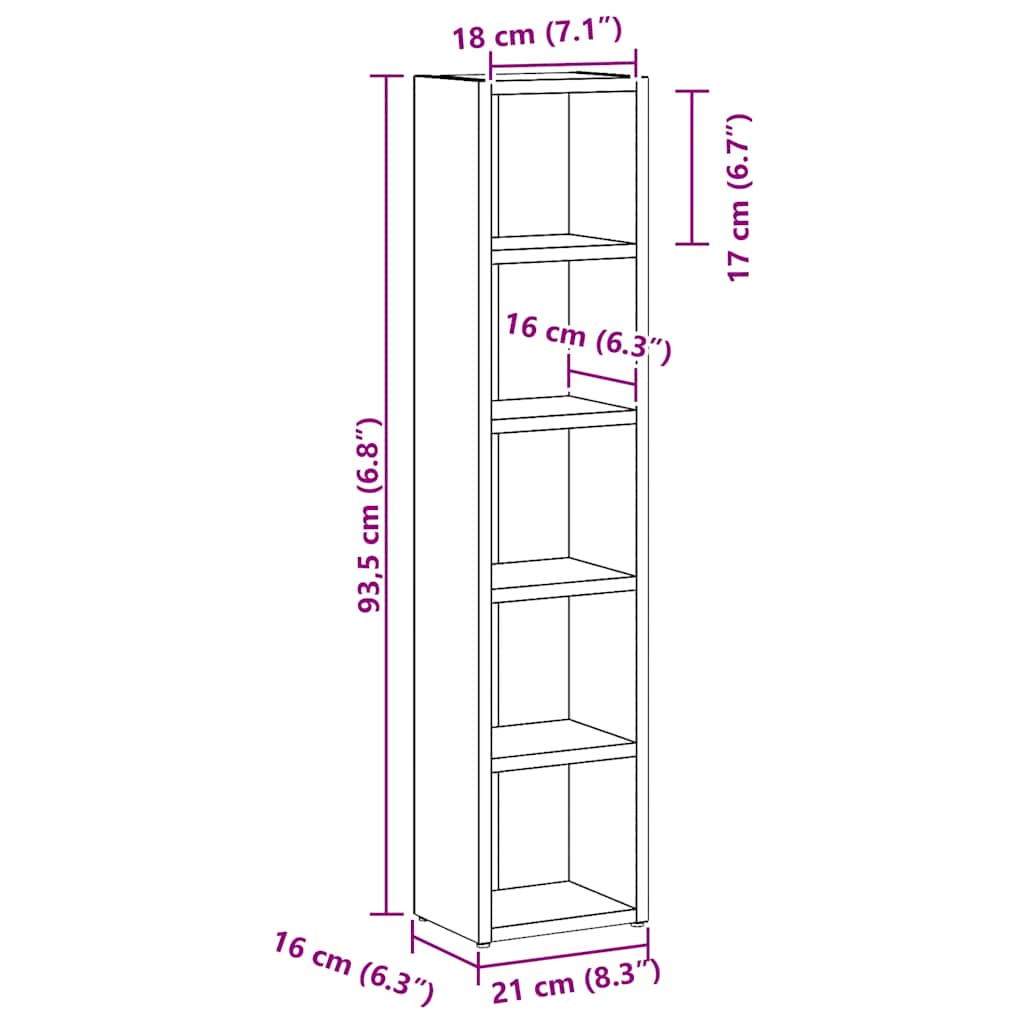vidaXL CD Cabinets 2 pcs Artisan Oak 21x16x93.5 cm Engineered Wood