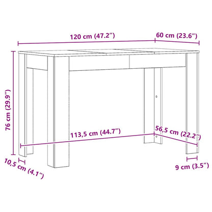 vidaXL Dining Table Artisan Oak 120x60x76 cm Engineered Wood