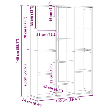 vidaXL Room Divider/Book Cabinet Artisan Oak 100x24x140 cm Engineered Wood