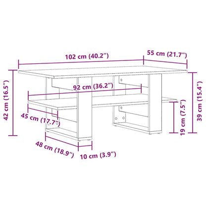 vidaXL Coffee Table Old Wood 102x55x42 cm Engineered Wood