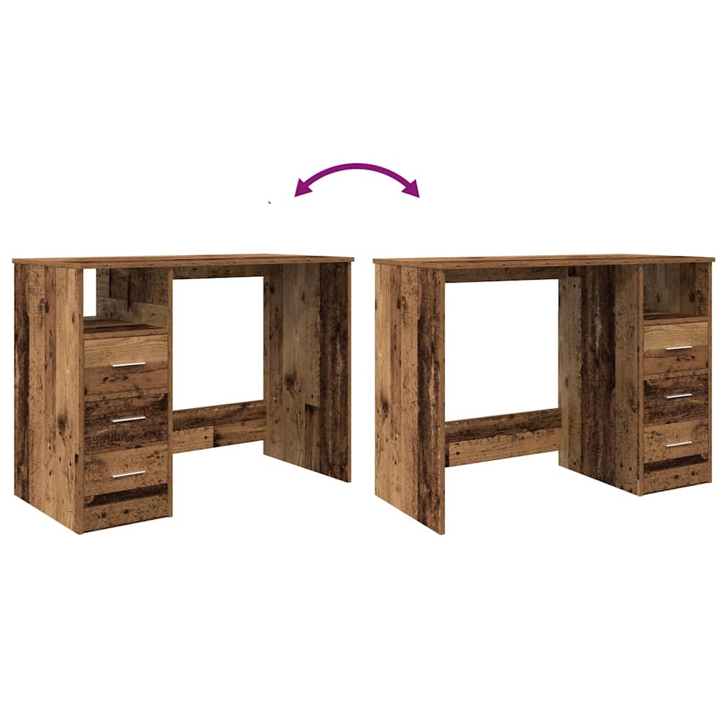 vidaXL Desk Old Wood 102x50x76 cm Engineered Wood