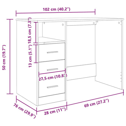 vidaXL Desk Old Wood 102x50x76 cm Engineered Wood