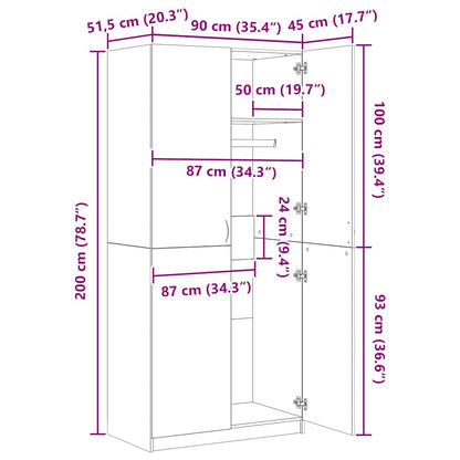vidaXL Wardrobe Old Wood 90x52x200 cm Engineered Wood