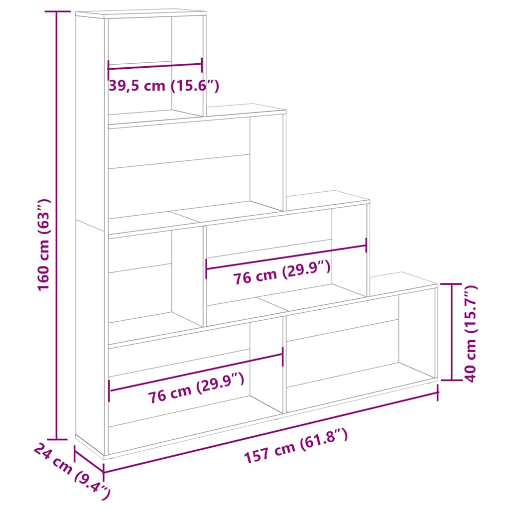vidaXL Book Cabinet Old Wood 157x24x160 cm Engineered Wood