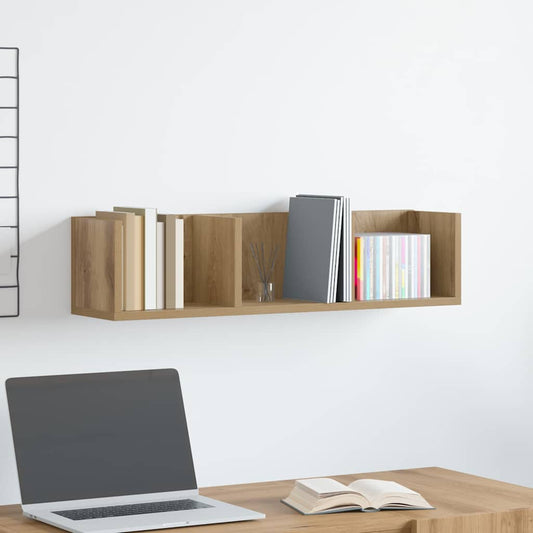 vidaXL CD Wall Shelf Artisan Oak 75x18x18 cm Engineered Wood