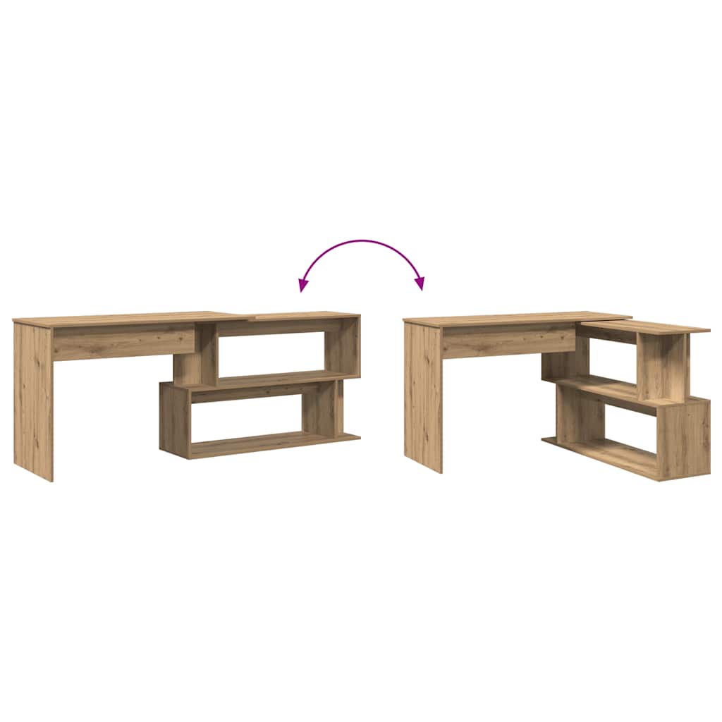 vidaXL Corner Desk Artisan Oak 200.5x50x76 cm Engineered Wood