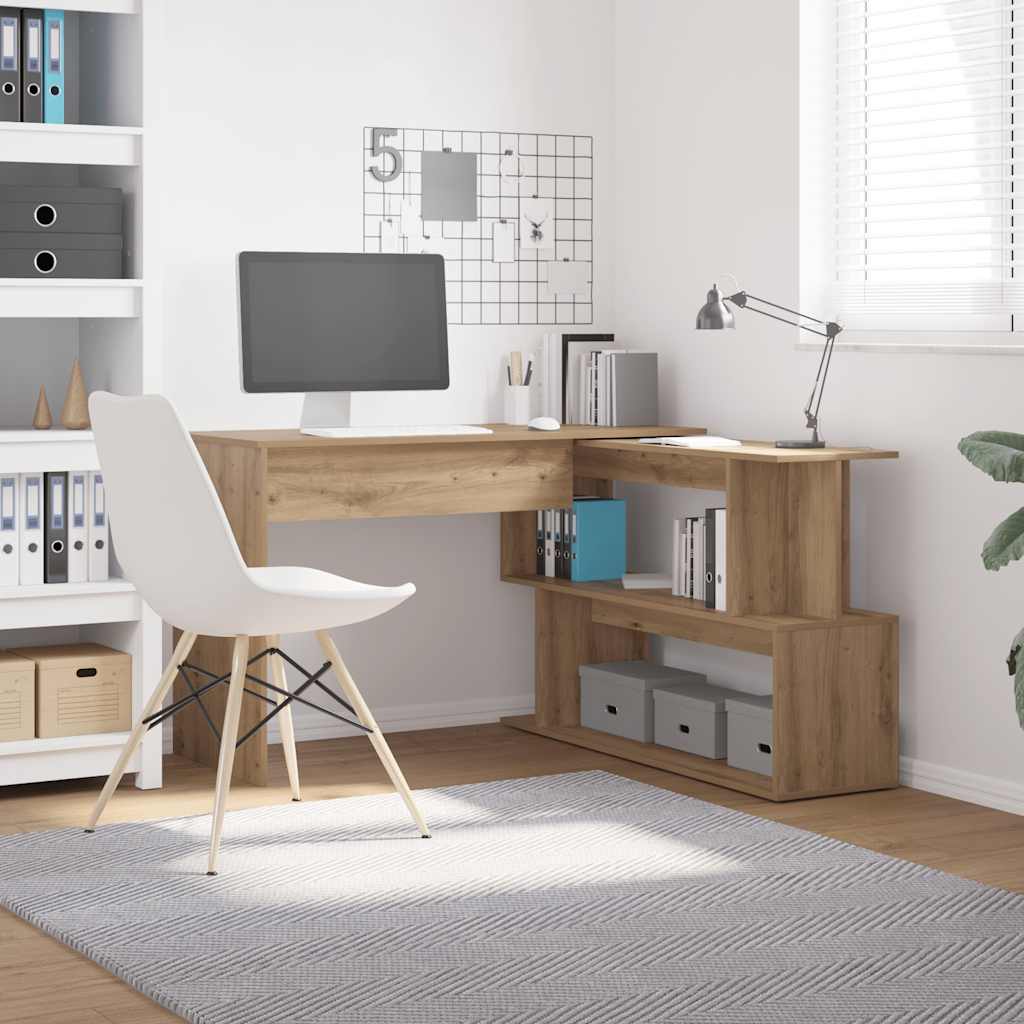 vidaXL Corner Desk Artisan Oak 200,5x50x76 cm Engineered Wood