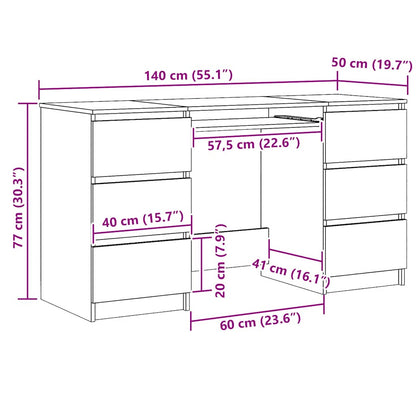 vidaXL Writing Desk Artisan Oak 140x50x77 cm Engineered Wood
