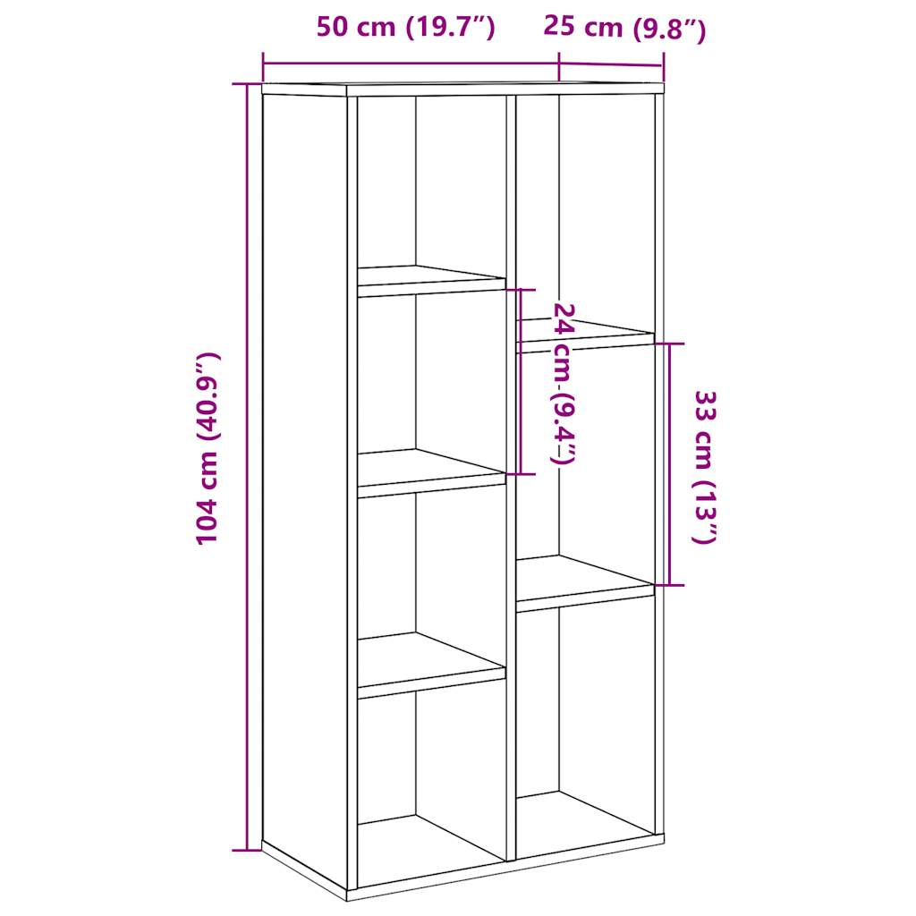 vidaXL Book Cabinet Old Wood 50x25x104 cm