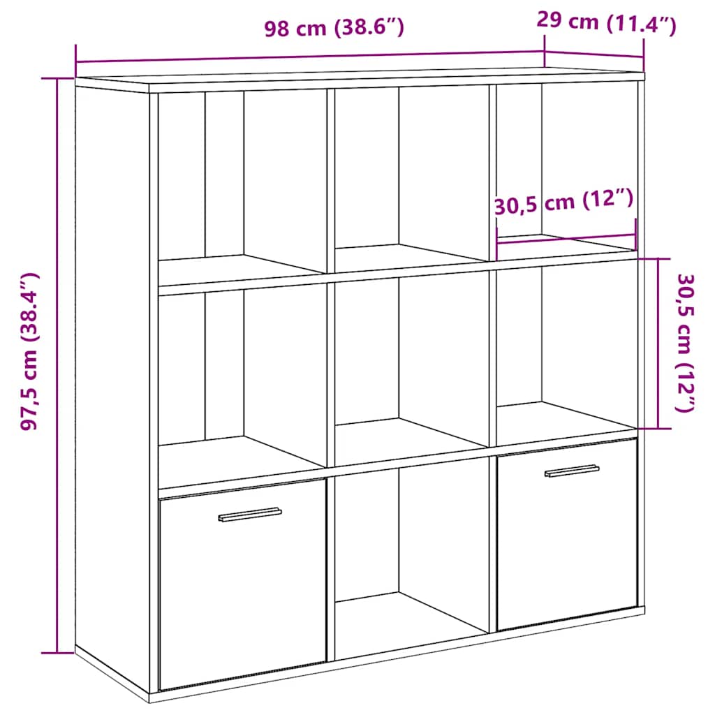 vidaXL Book Cabinet Artisan Oak 98x29x97.5 cm Engineered Wood