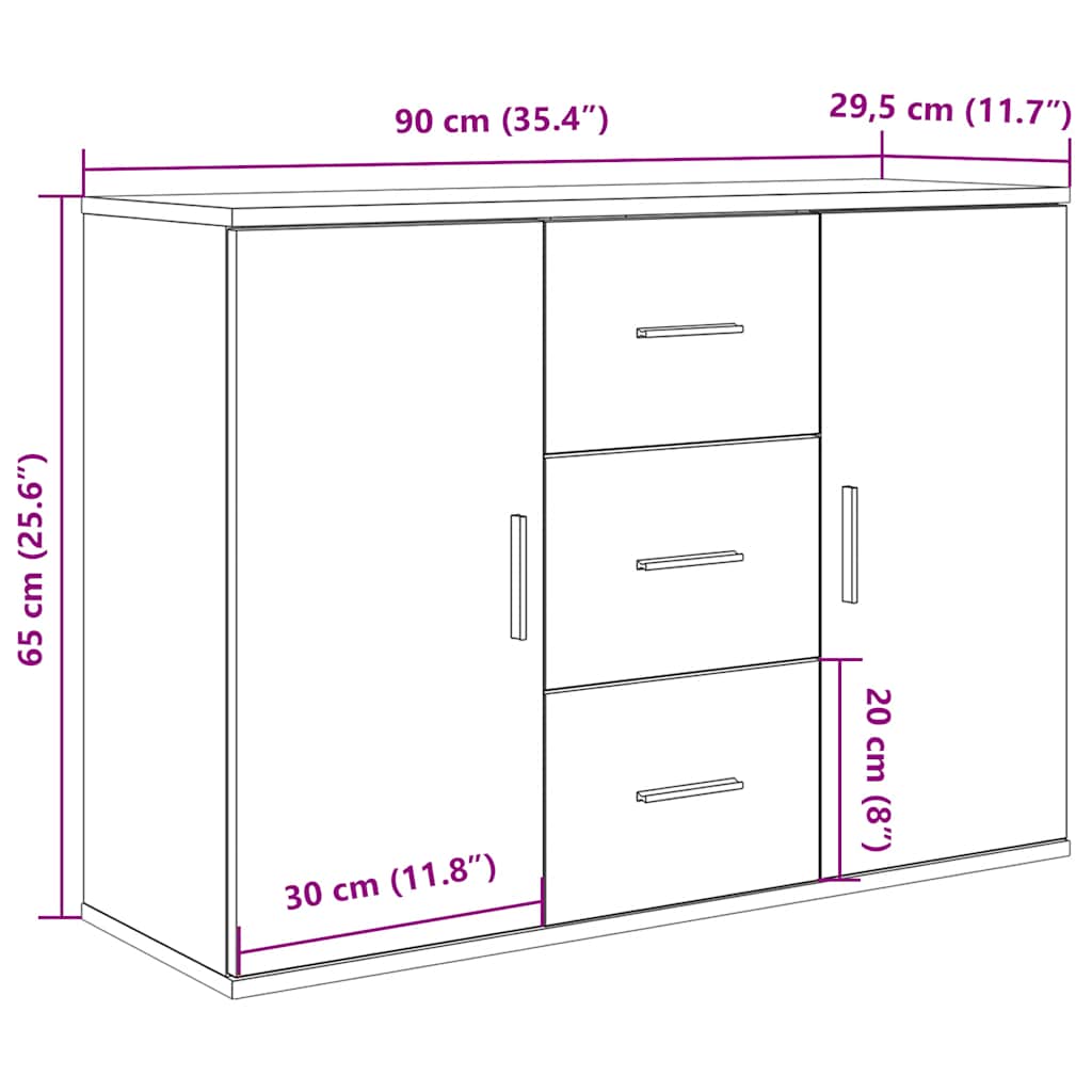 vidaXL Sideboard Old Wood 90x29,5x65 cm Engineered Wood