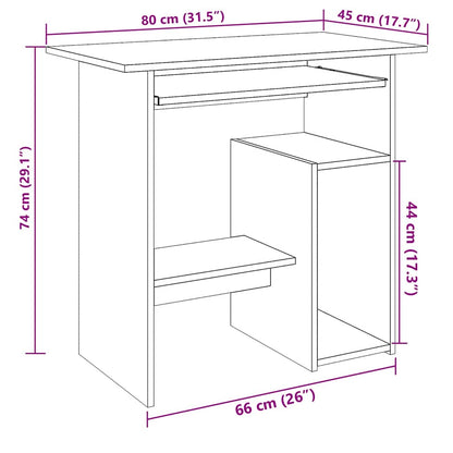 vidaXL Desk Artisan Oak 80x45x74 cm Engineered Wood