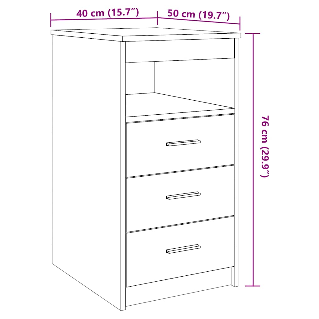 vidaXL Drawer Cabinet Artisan Oak 40x50x76 cm Engineered Wood