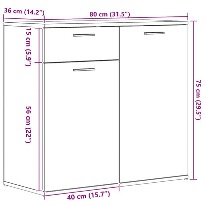 vidaXL Sideboard Artisan Oak 80x36x75 cm Engineered Wood