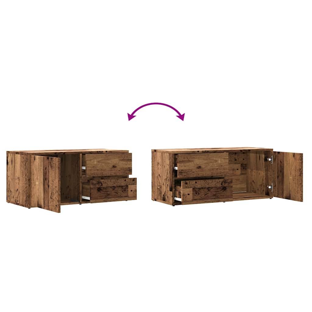 vidaXL TV Cabinet Old Wood 80x34x35.5 cm Engineered Wood