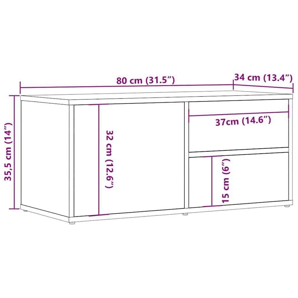 vidaXL TV Cabinet Artisan Oak 80x34x35.5 cm Engineered Wood