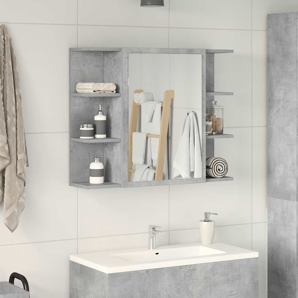 vidaXL Bathroom Mirror Cabinet Concrete Grey 80x20.5x64 cm Engineered Wood