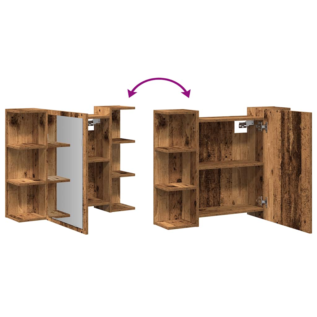 vidaXL Bathroom Mirror Cabinet Old Wood 80x20.5x64 cm Engineered Wood