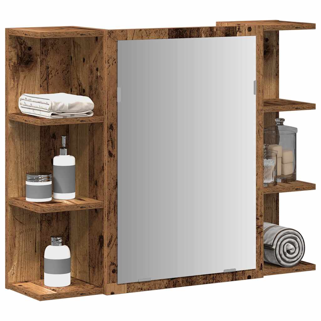 vidaXL Bathroom Mirror Cabinet Old Wood 80x20,5x64 cm Engineered Wood