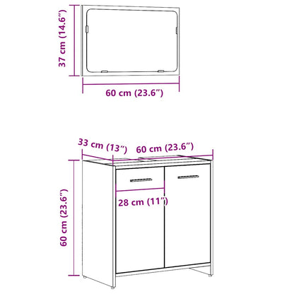 vidaXL Bathroom Cabinet with Mirror Concrete Grey Engineered Wood