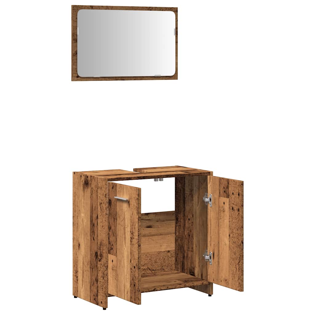 vidaXL Bathroom Cabinet with Mirror Old Wood Engineered Wood